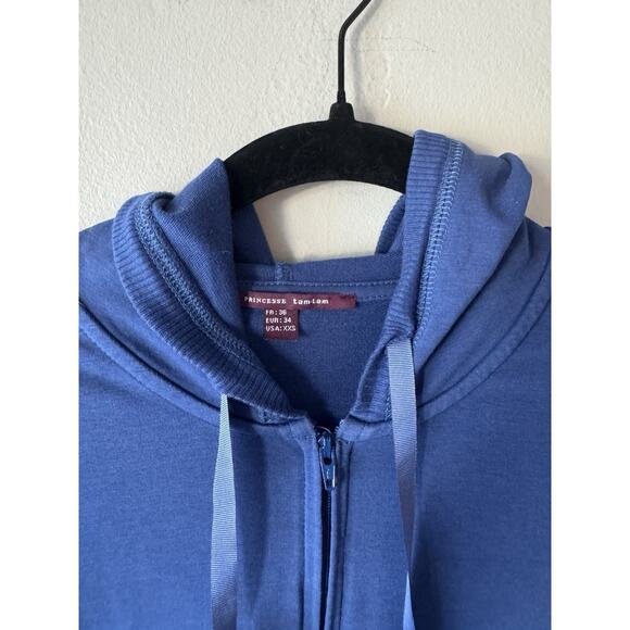 Princesse Tam Tam Romper Women’s Size XXS Blue Hooded 2” Inseam Bow Pockets - Picture 3 of 9